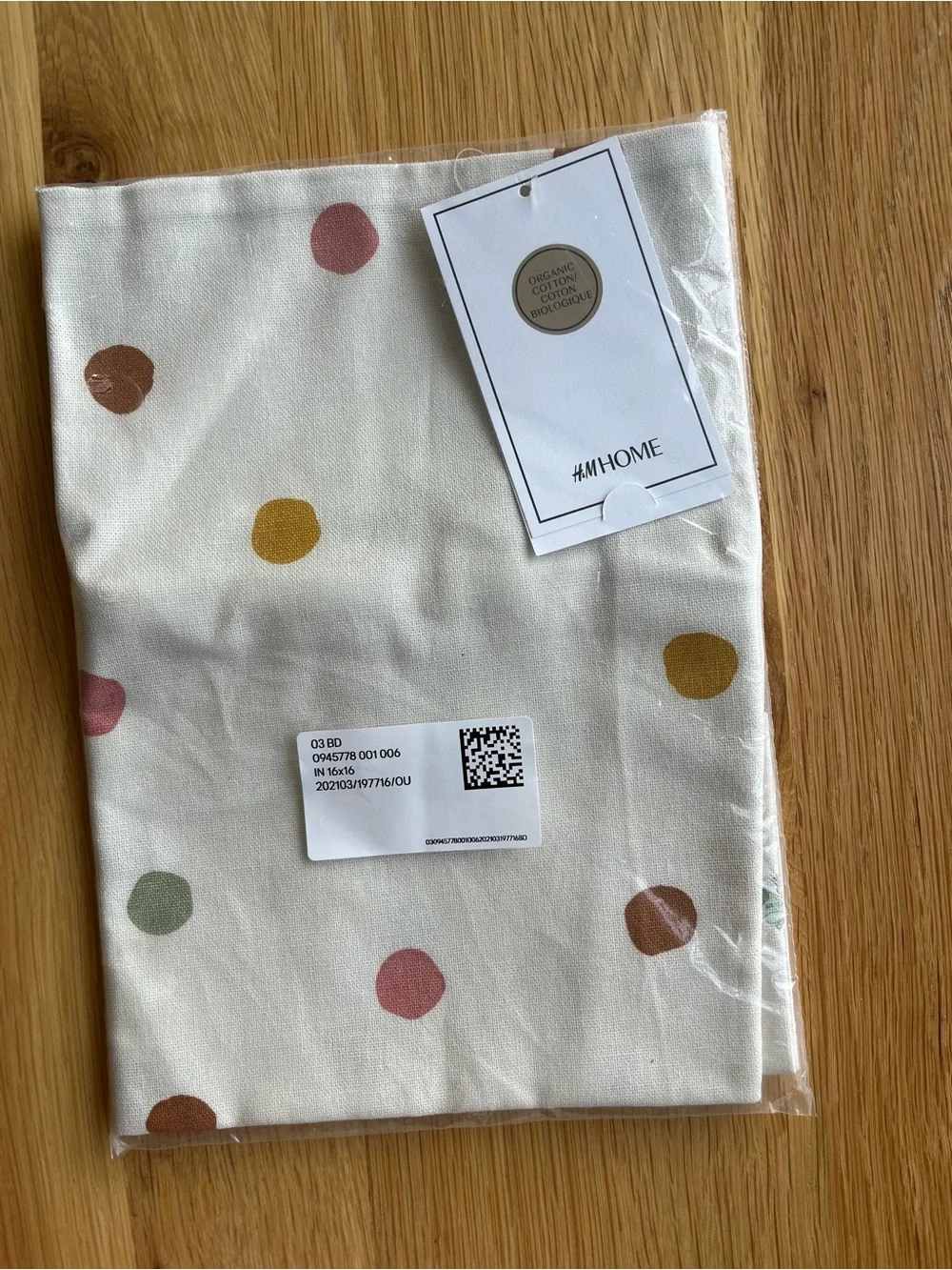 H&M Home Polka Dot Organic Cotton pillow cover - Cream with Multicolor Dots